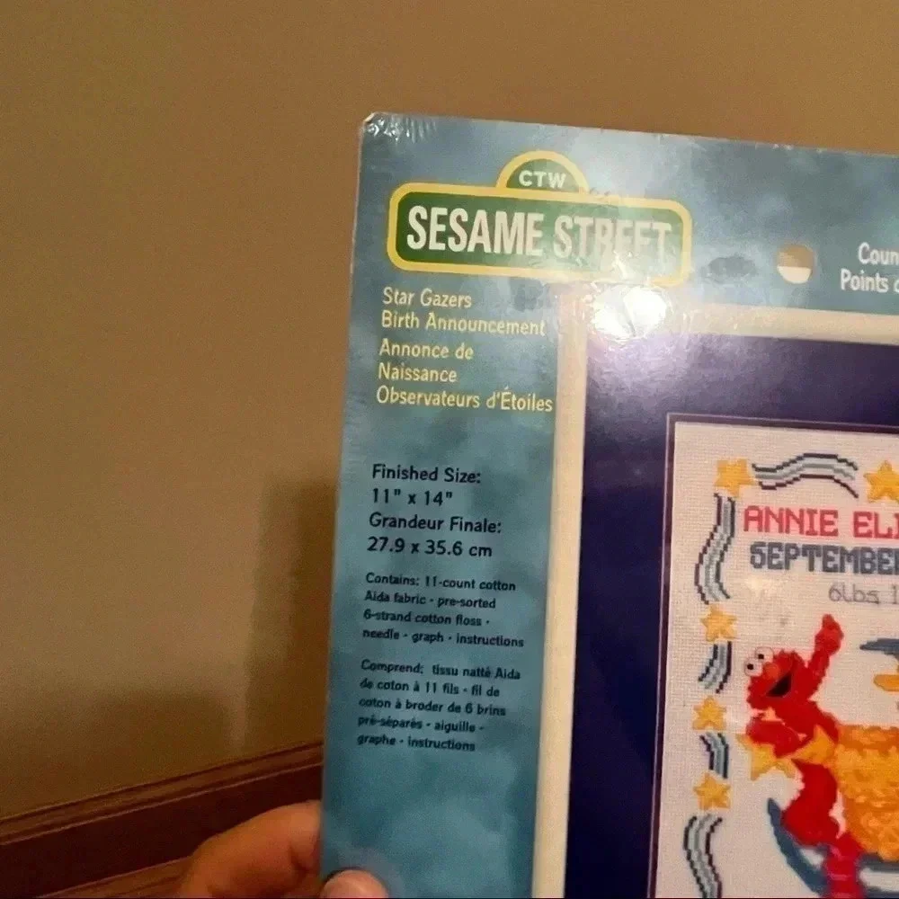 Janlynn Sesame Street Counted Cross Stitch Birth Announcement NEW Big Bird Elmo